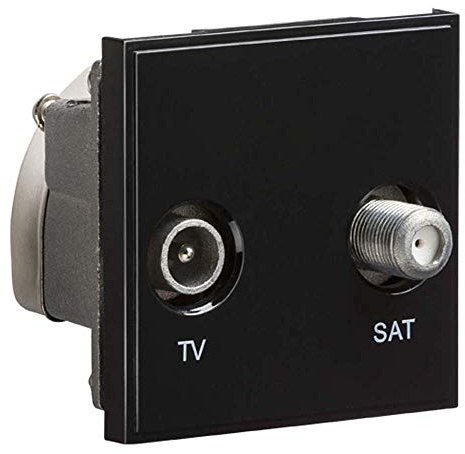Knightsbridge NETDISATBK Diplexed TV/SAT TV Outlet Module, Black, 50 mm x 50 mm