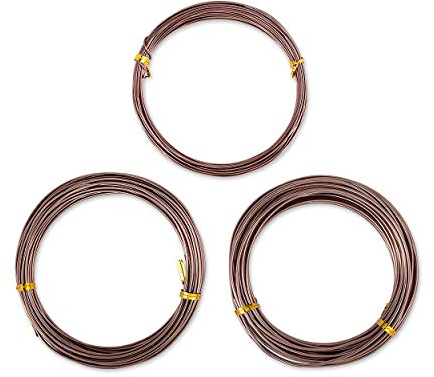 SCSpezial 3 Stücke 10 mt Bonsai Draht Handwerk Aluminiumdraht Bonsai Training Tools (1,0mm / 1,5mm / 2,0mm, 10 mt für jede größe) (Braun)