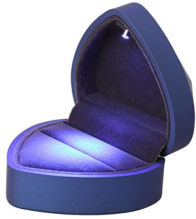 LIOOBO LED beleuchtete Ring Box Schmuckschatulle für Ring Halskette Anhänger Hochzeit Anniversay Valentines Day, blau