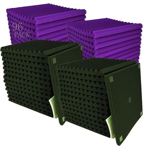 96 Pack Black/purple 12 X 12 X1 Acoustic Panels Studio Soundproofing Foam Wedge Tiles,