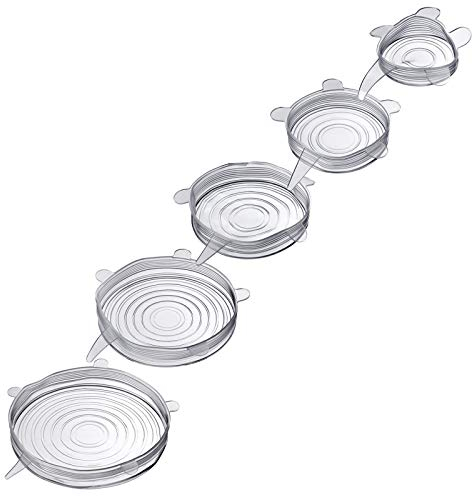 Westmark 5 Stretch-Frischhaltedeckel aus Silikon, für rund & eckig, wiederverwendbar, dehnbar, BPA-frei, klar, 23262260