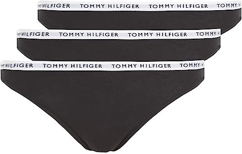 Tommy Hilfiger Pack de 3 Braguitas para Mujer Ropa Interior, Negro (Black/Black/Black), M