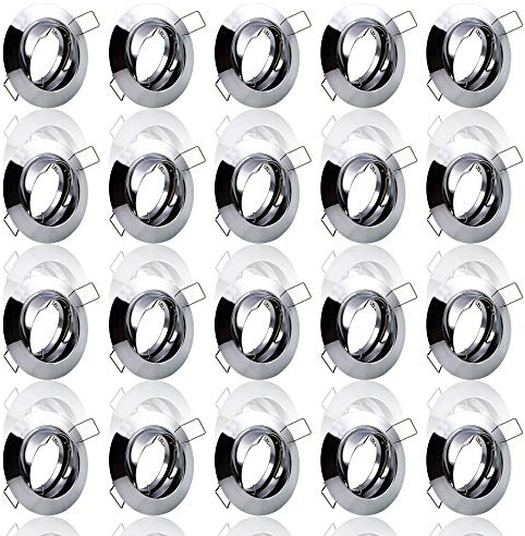 20x Set Einbaustrahler + GU10 für 230V Chrom Schwenkbar rund Einbau Spots Decken Strahler Leuchte Spots Deckenleuchte Lampe Einbauleuchte Einbaurahmen 104S-TP CH