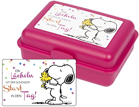 United Labels The Peanuts Brotdose Snoopy Collection - Ein Lächeln ist der schönste Start in den Tag Lunchbox Butterbrotdose mit Trennwand Pink
