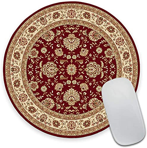 Round Mouse Pad, Vintage Persian Floral Rug Mouse Pad, Gaming Mouse Mat Waterproof Circular Small Mouse Pad Non-Slip Rubber Base MousePads for Office Home Laptop Travel