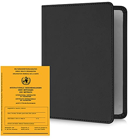 kwmobile Impfpass Hülle aus Kunstleder - Impfausweis Schutzhülle Cover für Impfbuch Impfbescheinigung - Kinder Erwachsene Schwarz