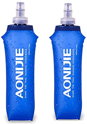 TPU Running Réservoir Flasque Gourde Souple Pliable Bouteille d'eau Souple en pour Sac d'hydratation Randonnée Marathon 250/450/500ml (500ML-2PCS)