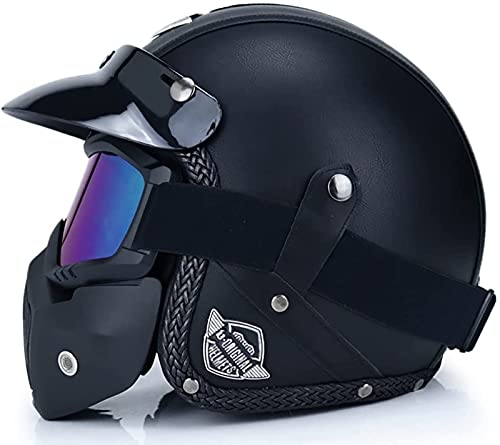 EBAYIN Retro Harley Motorcycle Half Helmet Jet Helmet 3/4 Open Face Helmet Cruiser Chopper Scooter Safety Anti-Collision Motorbike Helmet Moped Helmet ECE Certification,E-XXL(63~64cm)