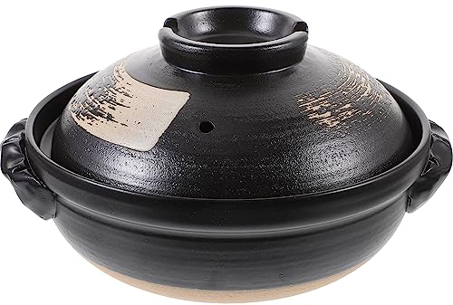 9 * 4Inch Ceramic Hot Pot Earthenware Clay Pot Fondue Pot Earthen Pot Round Stewpot Clay Pots Soup Pot Casserole Cooking Pot for Home