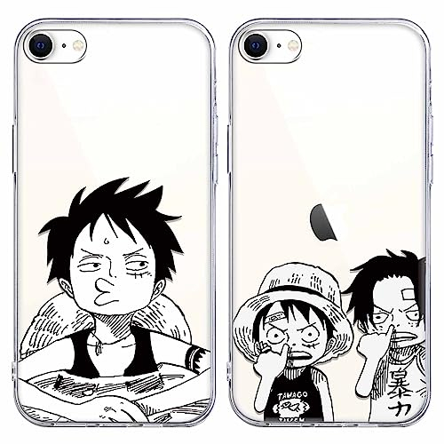 Eouine 2 Stück Schutzhülle für iPhone SE 2020/2022 5G/8/7 4,7 Zoll, stoßfest, weich, TPU, Silikon, Schutzhülle, Handyhülle, Anime Ace Bumper Case Cover kompatibel mit iPhone SE3/SE 3rd