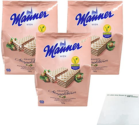 usy Bundle für Manner Original Neapolitaner Haselnuss Schnitten 3er Pack (3x400g Beutel) + usy Block