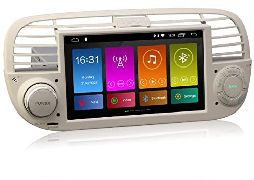 Erisin 7 Pollici Android 11 Autoradio Navigatore GPS con Schermo di Tocco e Multimediale Lettore per Fiat 500X Integrato CarPlay DSP Bluetooth DSP DAB+ Radio Mirror Link Quad Core 4G WiFi Bianco