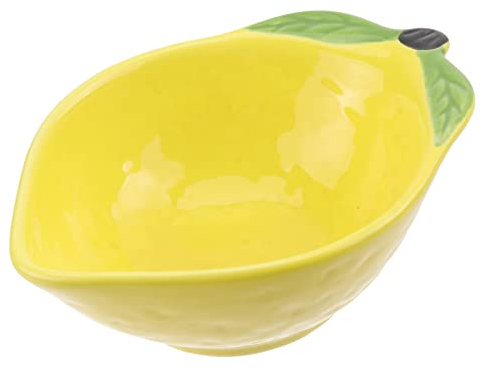Kichvoe Bol à dessert en céramique en forme de citron - Bol multifonction - Saladier - Saladier - Bol de service pour fruits, collations, salade - Jaune - Décoration citron - Bol en céramique pour