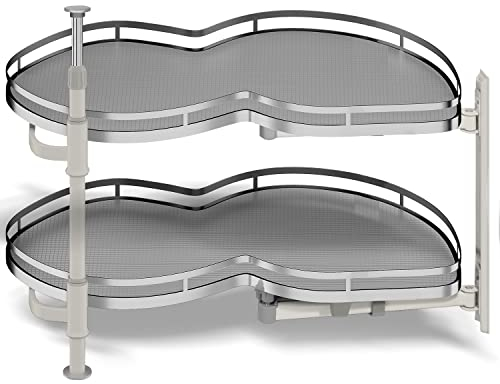 Kinchoix Eckschrank-Organizer für Jalousien, sanft schließend, rechts, ausziehbar, 91,4 cm, Eckschrank, Lazy Susan für Eckschrank, Rolloregal, 2 Ebenen, höhenverstellbar