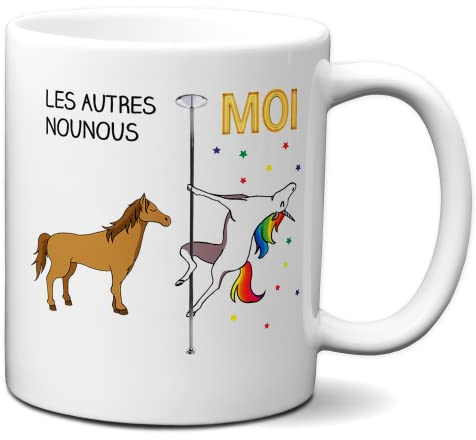Tasse Mug Cadeau Nounou -Meilleure Nounou Licorne- Original Personnalisé Geniale Anniversaire Fête Noël
