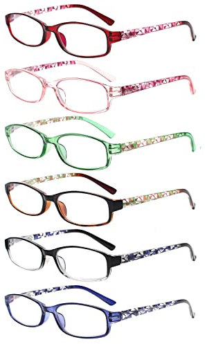 Kerecsen 6 Pack Reading Glasses for Women Men Blue Light Blocking With Spring Hinge computer readers for Ladies Eyeglasses (6 Mix Color-1, 3.00, multiplier_x)