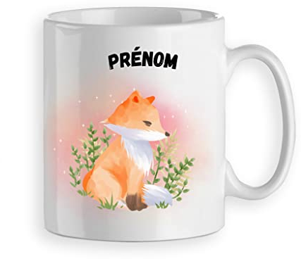 Mug Tasse renard roux cadeau avec personnalisation prénom,motif renard 2