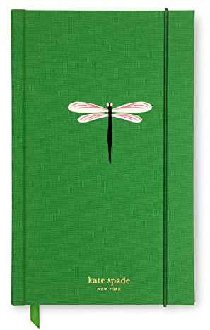Kate Spade New York Take Note Large Notebook Journal, Green Cloth Hardcover Journal, Diary Includes 168 Lined Pages, Dragonfly Flight