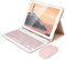 SOPPY Bluetooth Keyboard Case with Mouse for iPad 9th Gen 2021, 8th Gen 2020, 7th Gen 10.2 2019, Air 3 & Pro 10.5, Detachable Wireless, Slim Protective Cover, with Pencil Slot, UK Layout, Pink