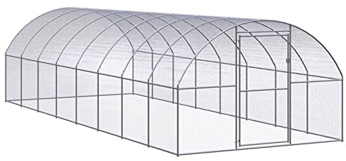 Tidyard Hühnerstall Kleintierstall Gehege Freilauf Vogelkäfig Hühnerkäfig Hühnerhaus Freigehege Geflügelstall Verzinkter Stahl 3x8x2 m