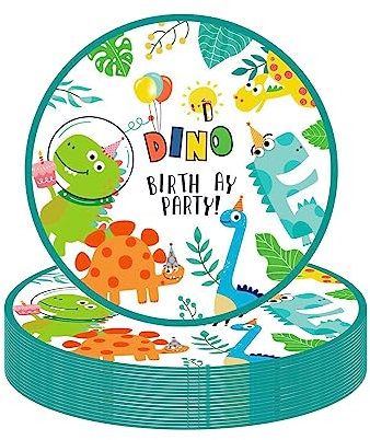 Dinosaur Paper Plates 9 for Boys - 16Pcs Party Tableware, Disposable Plates, Party Decorations for Girls, Kids Birthday Themed Table Decorations