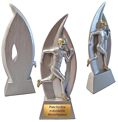 eberin · Läufer Pokal · Triathlon Trophäe · Citylauf Preis · Marathon Award · Laufsport Pokal mit Wunschtext · Größe 18 cm