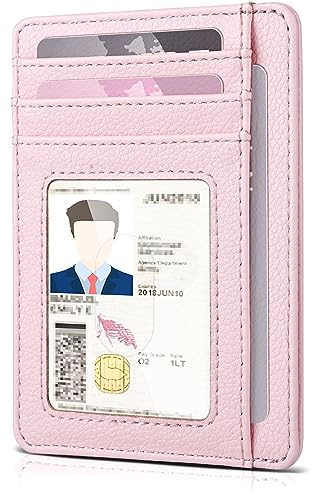 Teskyer Portefeuille Femme, Porte Carte Bancaire, Porte Cartes de Credit, Petit Portefeuille Femme, Protection RFID, Similicuir, Design Minimaliste, Rose Clair