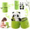 YushengTai Panda Peluche, Jouet en Peluche Panda avec Bambou, 25cm Doux et Câlin Anime Panda en Peluche, Panda avec Peluche en Bambou Assis, Panda se Cache dans Un Sac en Bambou pour Garçons Filles