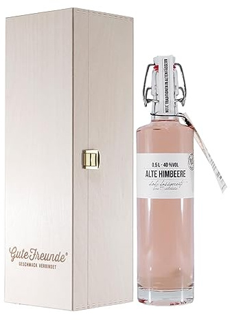 Birkenhof Alte Himbeere Beerenbrand mit Geschenk-Holzkiste