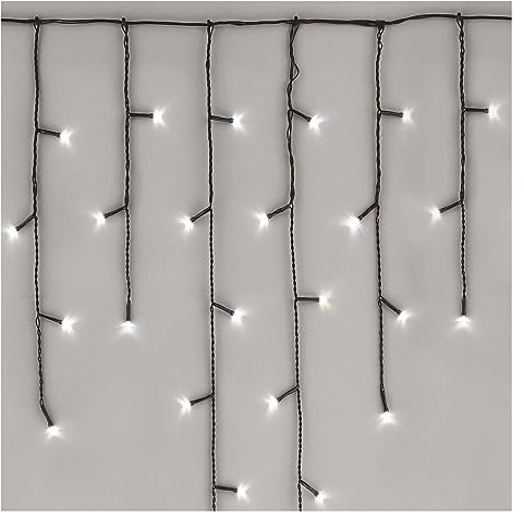 EMOS Connect System 2,5m Eisregen Lichterkette Standard, Weihnachtslichterkette mit 100 LEDs, Erweiterungskomponent C (ohne Verbindungskabel und Adapter), IP44 für Innen und Außen, Kaltweiß