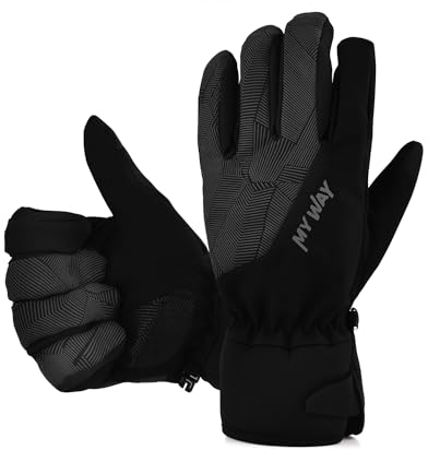 Fahrradhandschuhe Winter [Mit 3M Thinsulate Insulation], Fahrrad Handschuhe Herren Damen, Ski Handschuhe Wasserdicht Touch Screen Anti-Rutsch Full Finger Handschuhe für Laufen, Fahren, Radfahren