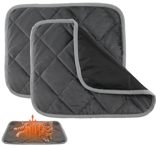 lasuroa 2pz Tappetino Riscaldante per Cani Cuccia, Tappetino per Animali Domestici Autoriscaldante 40x50cm Cuscinetti Termici per Gatti Antiscivolo per Cuccioli di Gatto Coniglio in Inverno (Grigio)