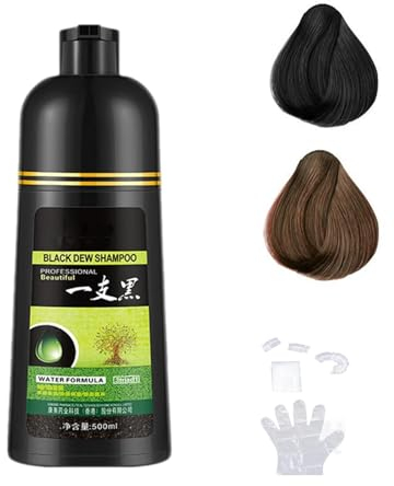 Bamideo Herbal Shampoo, 3 in 1 BlackHair DyeShampoo, BlackBrown Shampoo,HerbalHair ColoringShampoo, InstantBlack HairShampoo Color for Gray Hair-Black in 10 Minutes,500ml (Brown)