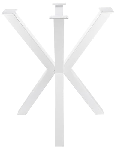 Homtone Lot de 2 Pieds de Table Métal, Pied de Table Industriel en Fer pour Table a Manger, Table Basse, Table Haute, Plan de Travail, Noir (71cm Tall-Cross Type-Blanc)