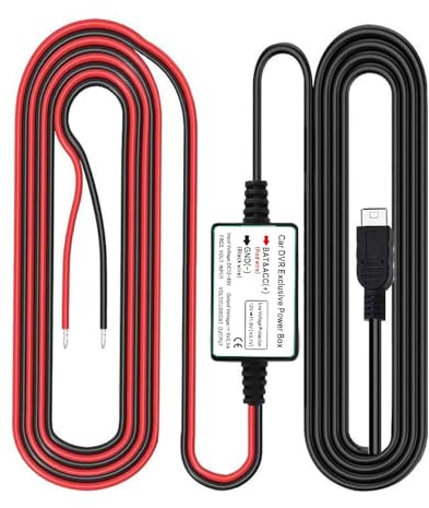 Gebildet Kit de câblage pour caméra de Tableau de Bord, Port Micro USB, kit câble de Chargeur de Voiture DC 12V – 24V à 5V/2.5A Max avec fusible, Protection Basse Tension pour caméras Tableau de Bord