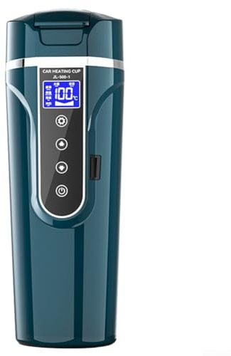 Hervidor de control de temperatura, hervidor eléctrico portátil de viaje de 500 ml para coche, taza de calefacción de 12 V/24 V con control de temperatura, digital inteligente, acero inoxidable,