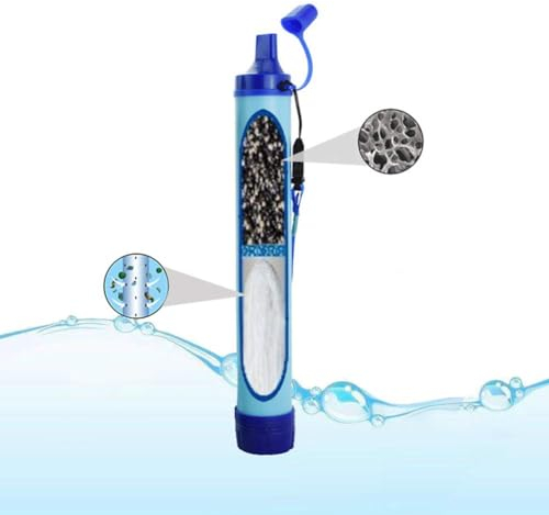 D-VITAE Filtre à eau portable pour l'extérieur, Paille de filtration d'eau personnelle, Equipement de survie, d'urgence, Purificateur d'eau pour le camping, la randonnée, toujours a portée de mains.