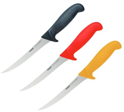 Pirge Butcher's Made in Germany Profi Ausbeinmesser Set 15 cm - Metzgermesser - Fleischermesser - Stechmesser - Harter Edelstahl Schlachtermesser - Ergonomisches Griffdesign