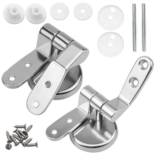 LEEQBCR 2 x Cerniere per Sedile WC in Acciaio Inox, Coppia di Cerniere per Sedile WC, Cerniere per Sedile WC con Chiusura Morbida, Include raccordi, per sedili WC