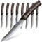 SYOKAMI Steak Knives Set of 8, 4.8 Inch High-Carbon Japanese Stainless Steel Non-Serrated Meat Knife with Wood Handle, Damascus Pattern Full Tang Design, Razor-Sharp Dinner Knives with Gift Box