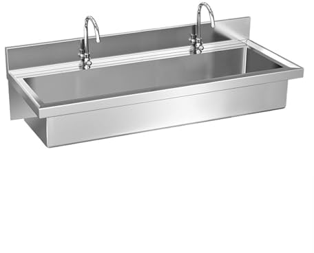 Edelstahlspüle Wandmontage, Industrie Handwaschbecken aus Edelstahl Waschebecken mit Wasserhahn Küchenspüle 1 Becken(47in)