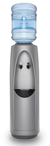 London Water Delivery Plastic Water Dispenser | Room & Cold Temperature Water Cooler | Grey Plastic Drinking Water Machine | Floor-Standing water cooling system | Ideal for home, office or warehouse