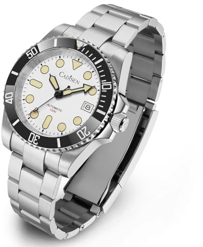 CADISEN Automatik Uhr Herren Mechanische Wasserdicht NH35 Uhren männer Freizeitgeschäft (schwarz)