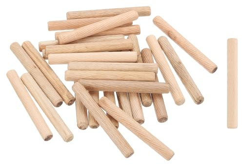 sourcing map 100 tasselli in legno scanalato con estremità smussate e affusolate, 10 mm x 80 mm, tasselli in legno duro per mobili, artigianato fai da te