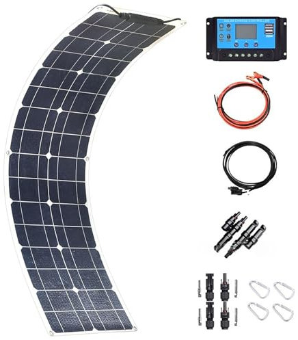 LwiftGal 100W Panel Solar Flexible Kit: 100 W Panel Solar Flexible + 10A Controlador para RV Barco Cabina Autocaravana Caravana Camper