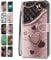 Handyhülle für iPhone 7 Plus 8 Plus 6S Plus 6 Plus Hülle Muster Lederhülle Klapphülle Tasche Flip Case Cover mit Kartenfach - Schwarz-rosa Herzen