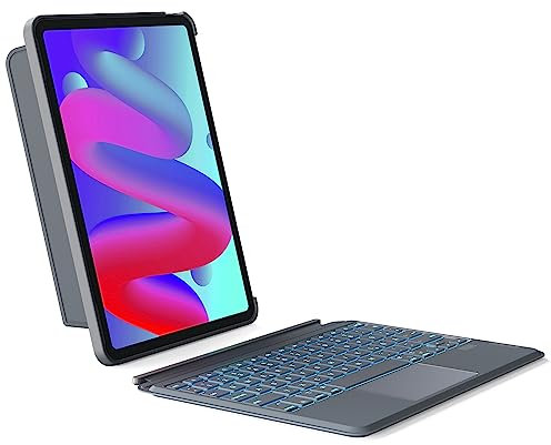 Inateck Hülle mit Tastatur für iPad Pro 11 2024,Ace-Touch Tastatur mit Touchpad für iPad Pro 11 Zoll (M4 2024),Abnehmbare,7-Farbiger Hintergrundbeleuchtung,Hoch-/Querformat Ständer,QWERTZ,KB04111