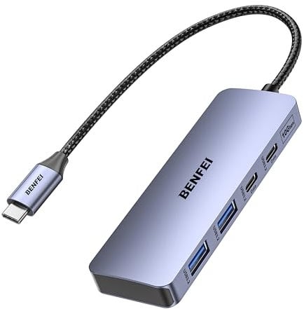 BENFEI Hub USB C 10Gbps, Adaptateur 4 Ports USB 3.2 Compatible avec MacBook Pro/Air M2 M1, iPad, Dell, HP, Samsung (ne supporte Pas Les moniteurs)