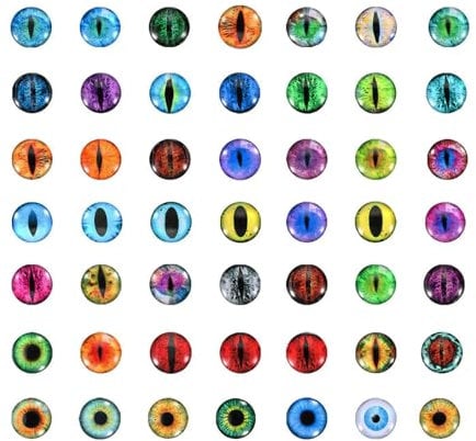 PATIKIL 6mm Dragon Eyes, 100 Pcs Round Glass Eyes Animals Crochet Eyes for Clay Doll Making Craft DIY Findings Jewelry Making, Mix Color