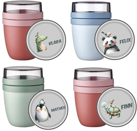 wolga-kreativ Personalisiertes Müslibecher to Go - Mepal Müslibecher, Joghurtbecher to Go für Kinder, Fuchs Design, Geschenk zur Einschulung, Schule & Kindergarten mit Namen